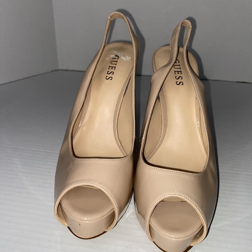Guess Patent Leather Open Toe Heels